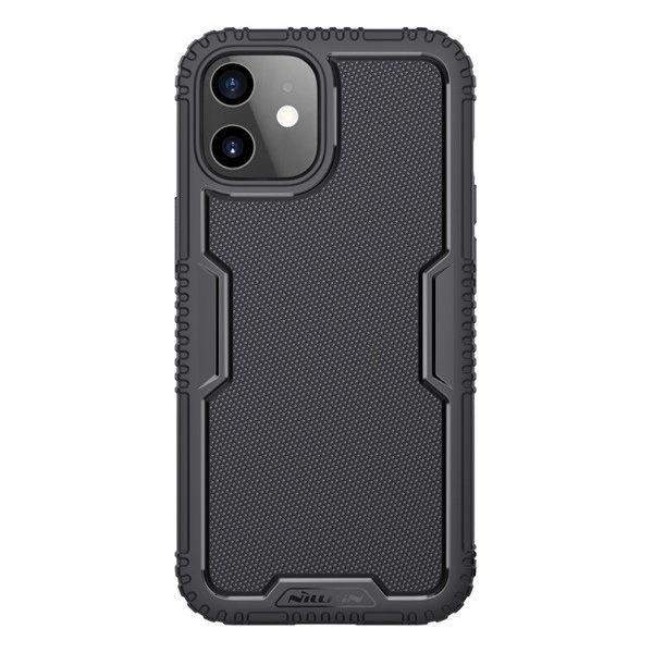 NILLKIN TACTICS szilikon telefonvédő (műanyag belső, közepesen ütésálló, rács minta) FEKETE [Apple iPhone 12 mini] (5996591003948)