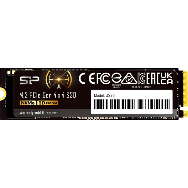 Silicon Power SP01KGBP44US7505 US75 SSD, 1 TB, M.2, PCIe Gen 4x4, 3D NAND, 7000/ 6000 MB/s