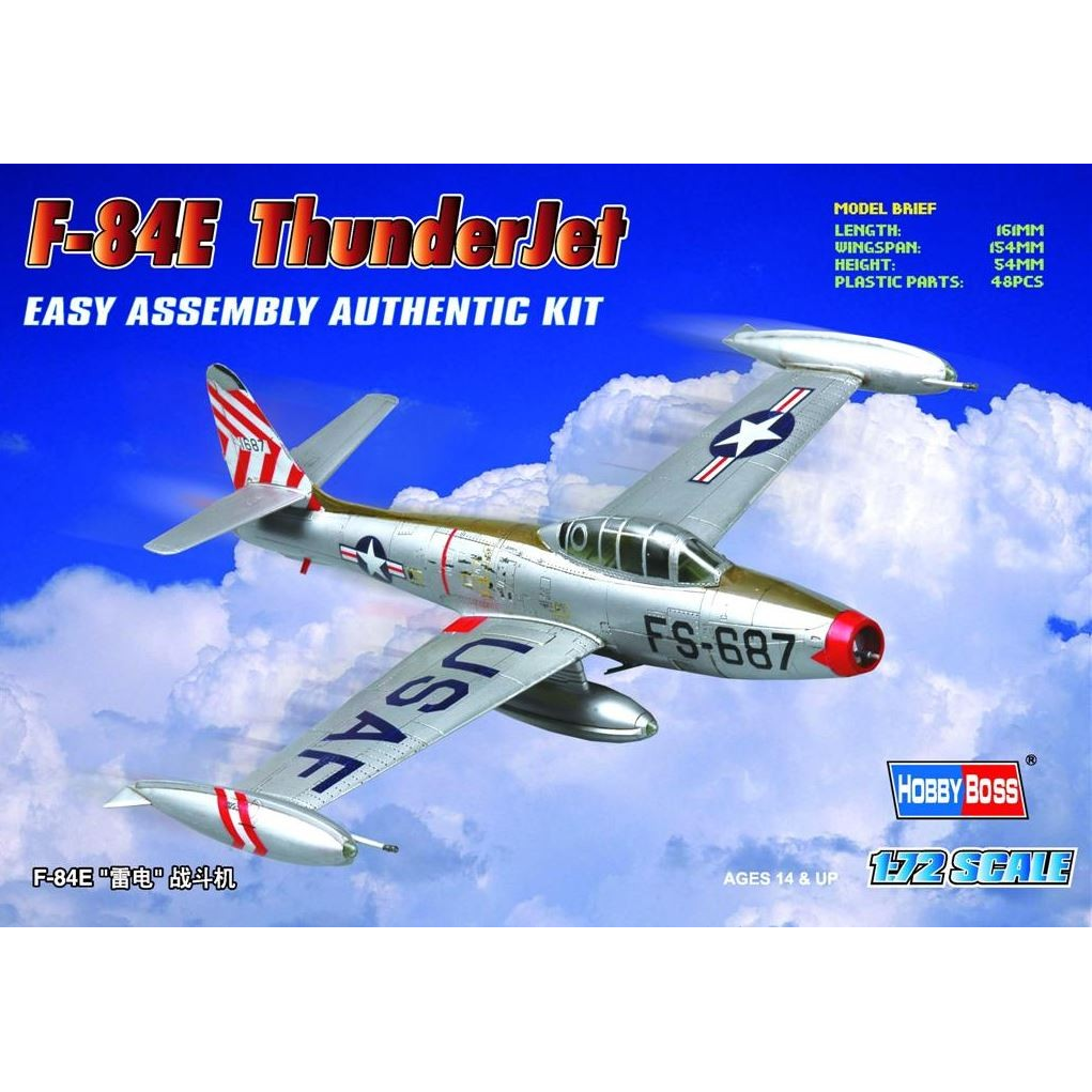 HobbyBoss F-84E Thunderjet vadászrepülőgép műanyag modell (1:72) (MHB-80246)
