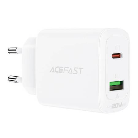 ACEFAST A25 hálózati töltő 1xUSB-C + 1xUSB-A, PD20W fehér (A25wh)