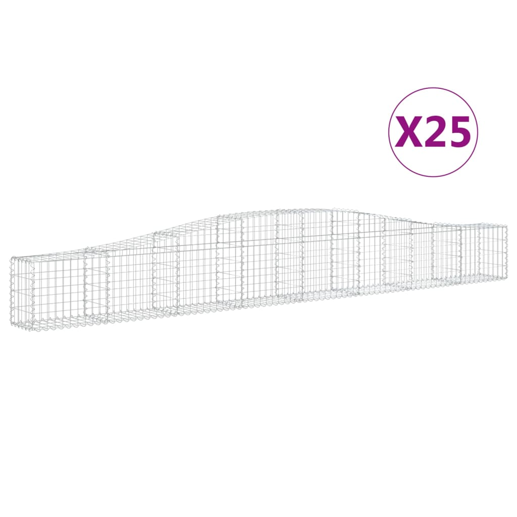 25 db íves horganyzott vas gabion kosár 400x30x40/60 cm (3145798)