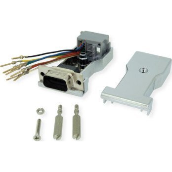 Adaptér RJ-45 na DB9 - 8P/8C 8-žilový, stříbrný