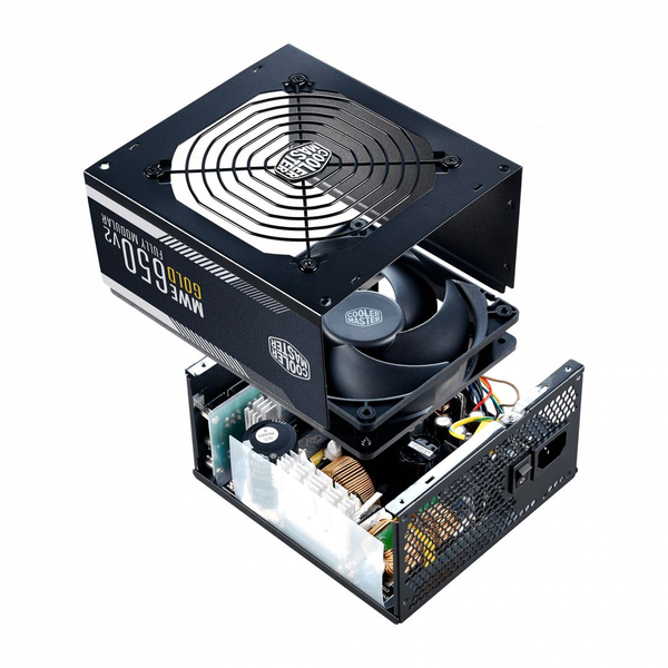 Източник Cooler Master 650W real MPE-6501-AFAAG-EU, MWE Gold 650 V2, тих HDB вентилатор 120 мм, 80 Plus Gold, 4x PCI-E 6+2, 8x S-ATA, модулен