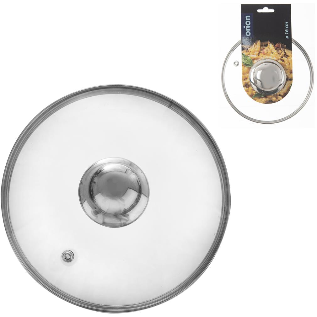 Üveg fedő 16 cm átmérővel, rozsdamentes acél fogantyúval (122576)