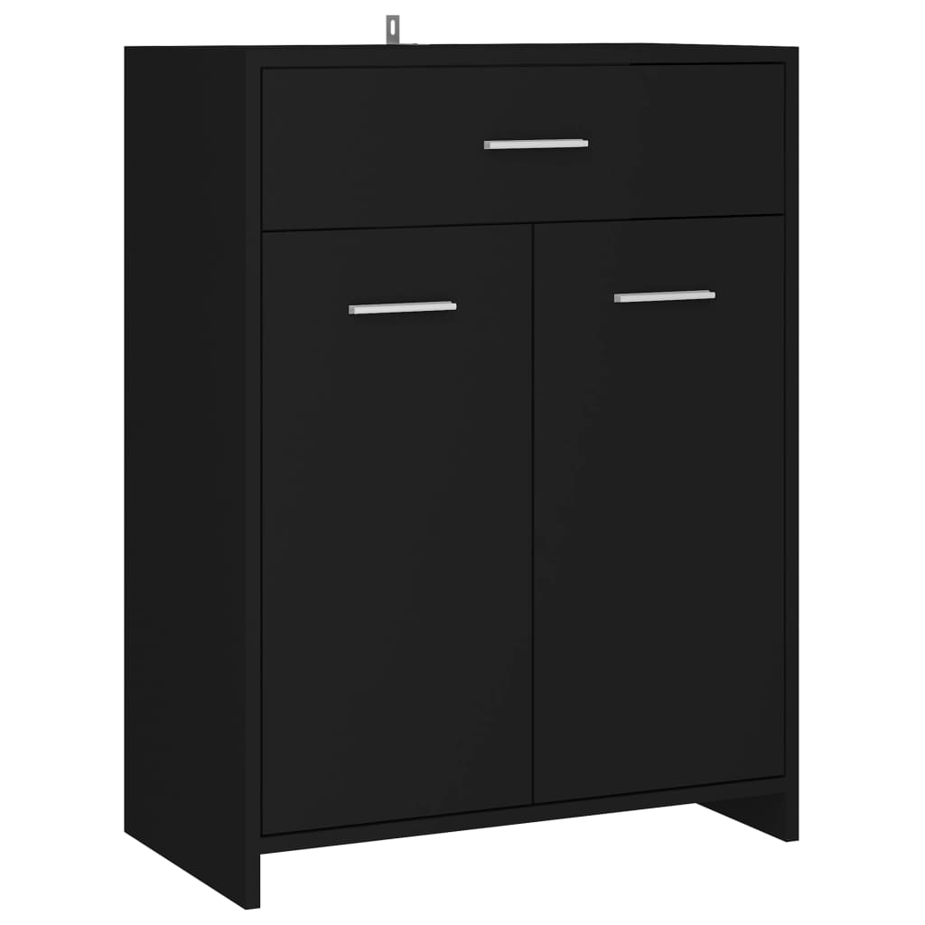 fekete forgácslap fürdőszobaszekrény 60 x 33 x 80 cm (805025)