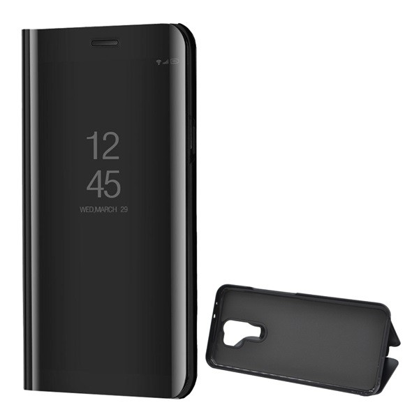 Tok álló (aktív FLIP, oldalra nyíló, asztali tartó funkció, tükrös felület, Mirror View Case) FEKETE [Xiaomi Redmi 9] (5996457987399)