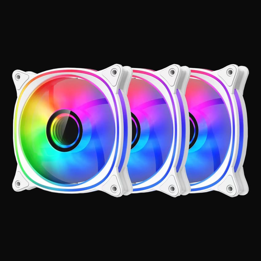 LC Power LC-CF-120-ARGB-KIT-R-W 120mm PWM ARGB Rendszerhűtő ventilátor 3db + Vezérlő HUB - Fehér (LC-CF-120-ARGB-KIT-R-W)