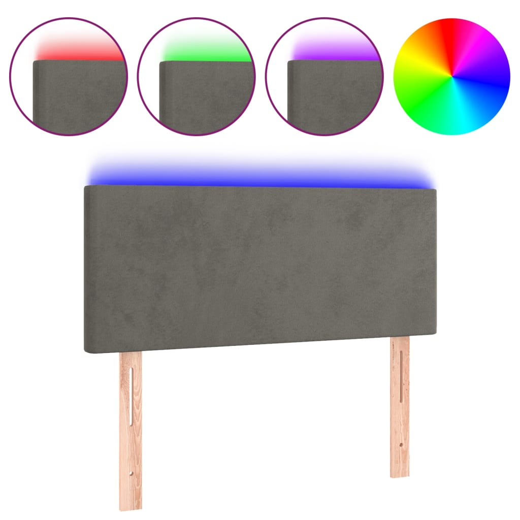 sötétszürke bársony LED-es fejtámla 100x5x78/88 cm (3121375)