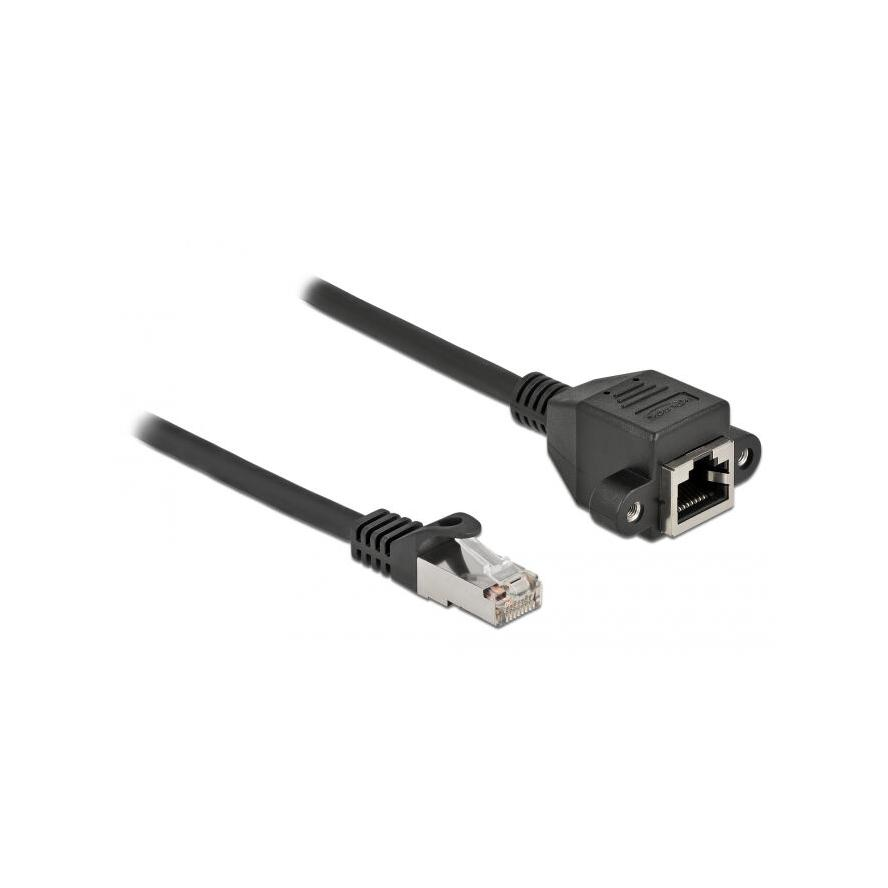 Delock 86998 25cm Cat6A S/FTP RJ45 apa - rögzíthető RJ45 anya hosszabbító kábel (86998)