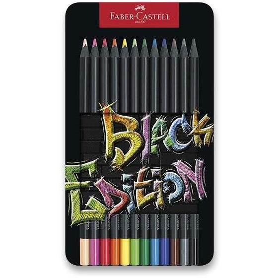 FABER-CASTELL Black Edition, fémdobozban, 12 szín (4005401164135)