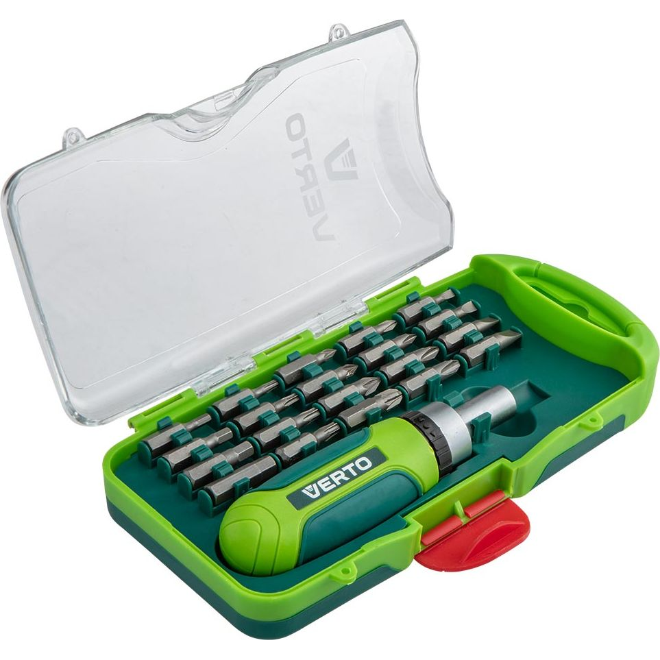 VERTO 66H615 Csavarhúzó Bitkészlet, Hajtószárral 21db (66H615)
