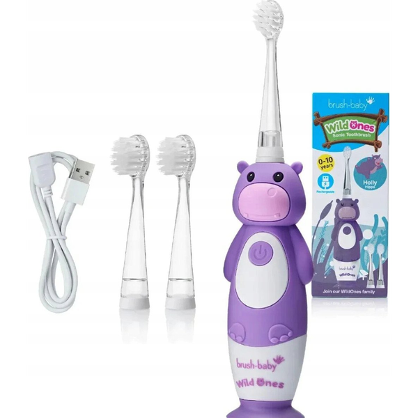 Електрическа четка за зъби Brush-Baby WildOnes Hippo за деца