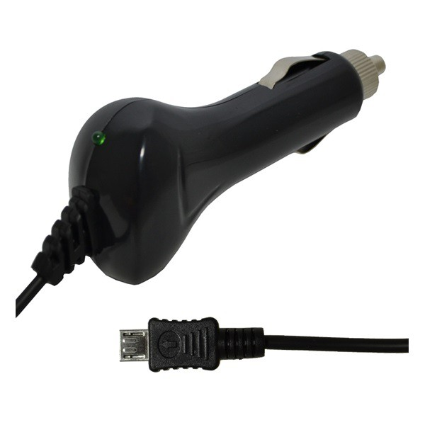 Autós töltő (5V / 1000 mA + beépített microUSB kábel) FEKETE (TFK-CC-062)