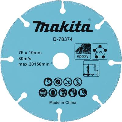 Makita D-78374 D-78374 Vágótárcsa 76 mm 1 db PVC, Gipszkarton, GFK, Cementrost