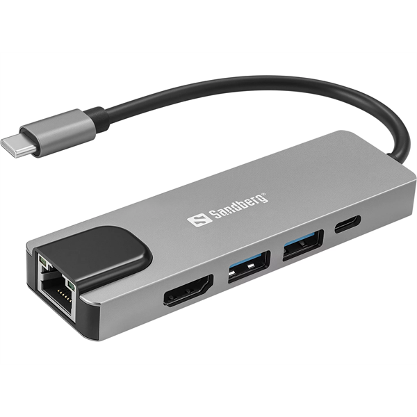 Sandberg 336-99 dockingstation Ledningsført USB 3.2 Gen 1 (3.1 Gen 1) Type-C Sølv