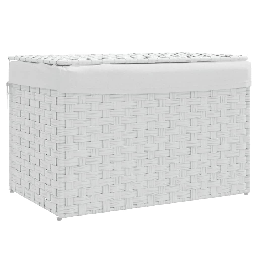 fehér polyrattan szennyeskosár fedéllel 55,5 x 35 x 34 cm (372053)