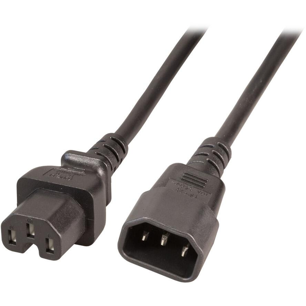 EFB napajalni kabel 220V podaljšek 1m C14-C15 črn