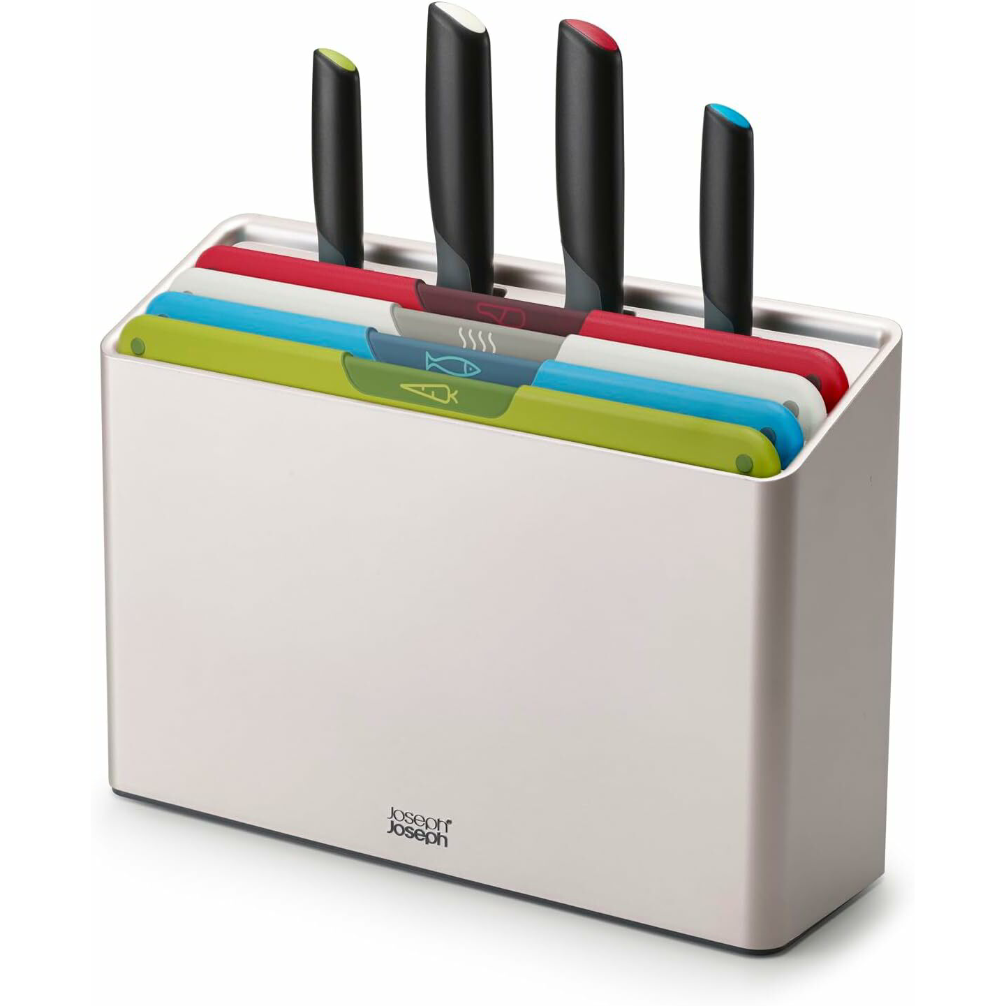 Joseph Joseph Folio™ Icon Plus Rozsdamentes acél késkészlet állvánnyal és vágódeszkával 8 darabos - Színes (60227)