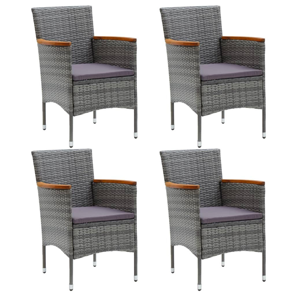 4 db szürke kerti polyrattan étkezőszék (310567)