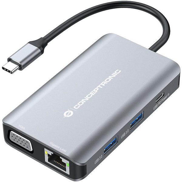 Conceptronic DONN21G dockingstation Ledningsført USB 3.2 Gen 1 (3.1 Gen 1) Type-C Grå