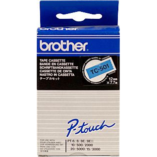 TC-501 LAMINATED TAPE 12MM 7.7M BLACK ON BLUE