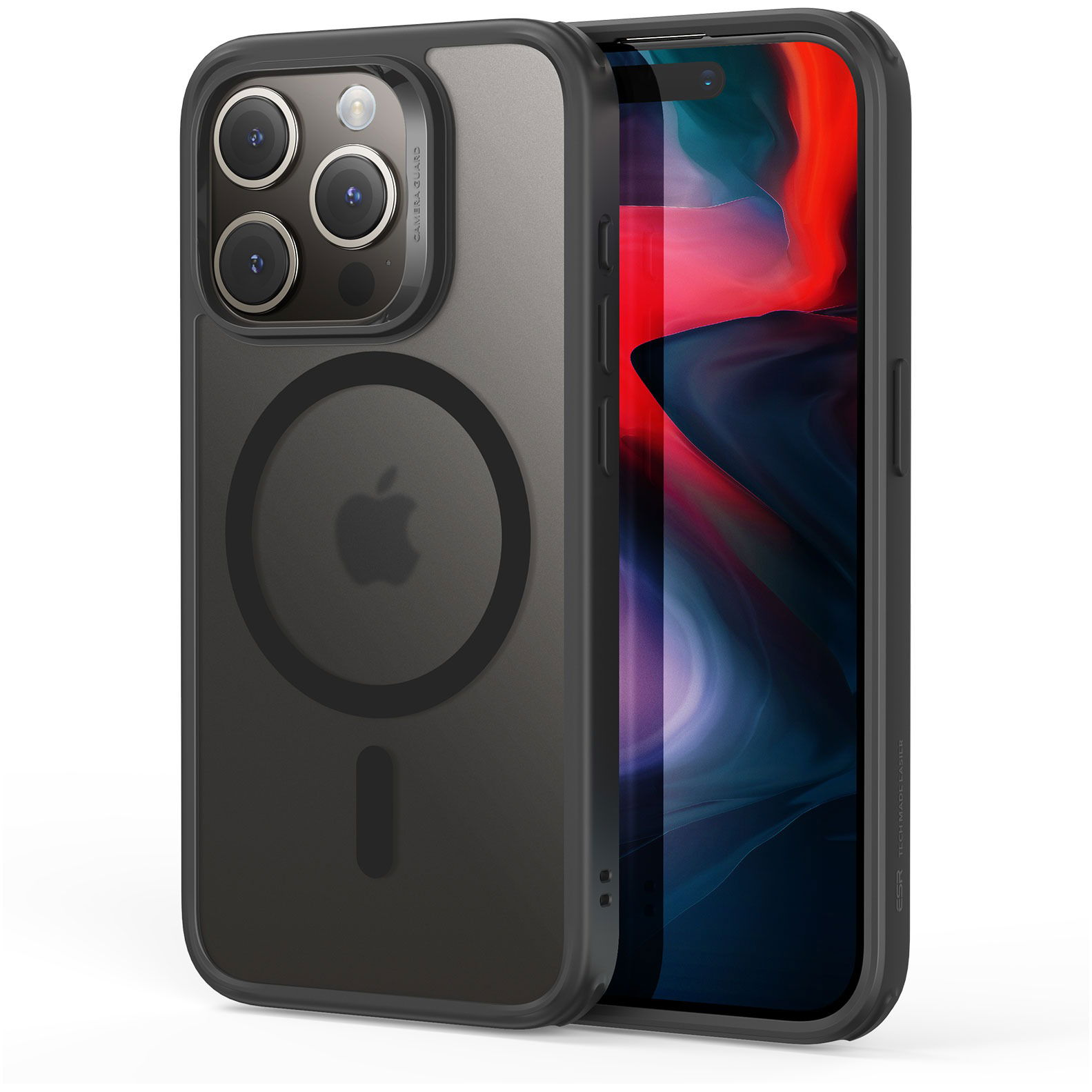 ESR Classic Hybrid Case (HaloLock), Compatible with iPhone 15 Pro Max, Frosted Black tok (1A6670402)