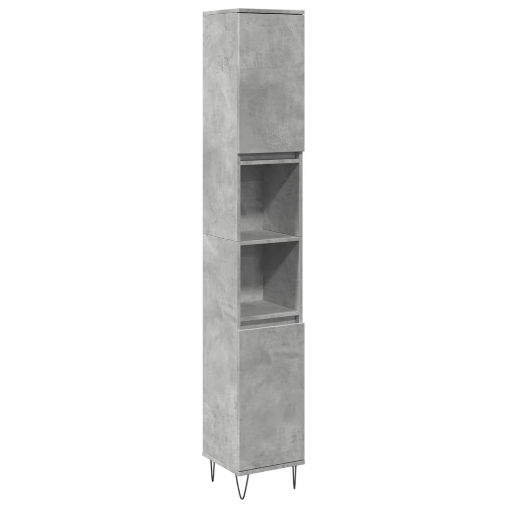 betonszürke szerelt fa fürdőszobaszekrény 30 x 30 x 190 cm (857198)