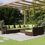 Комплект градински лаундж vidaXL, 9 части, 70 x70x 60,5 см, Кафяв, Полиратан