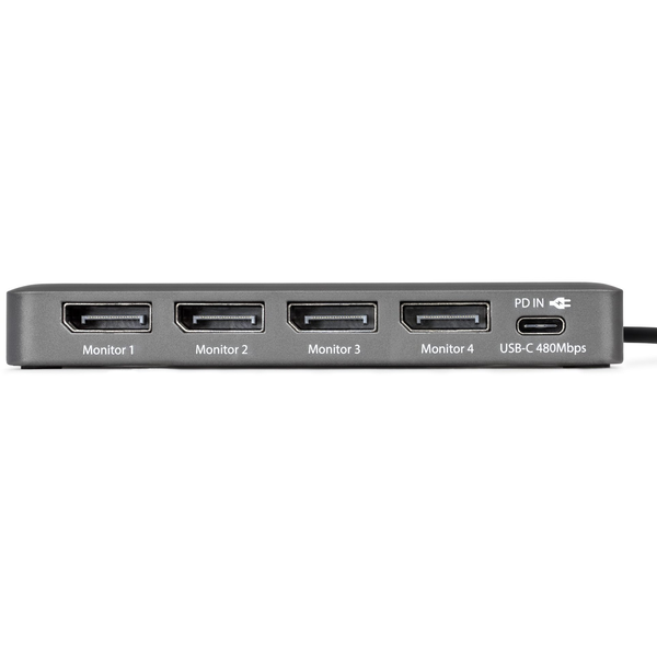 StarTech.com QUAD-USB-DP-ADAPT dockingstation Ledningsført USB 3.2 Gen 1 (3.1 Gen 1) Type-C Grå