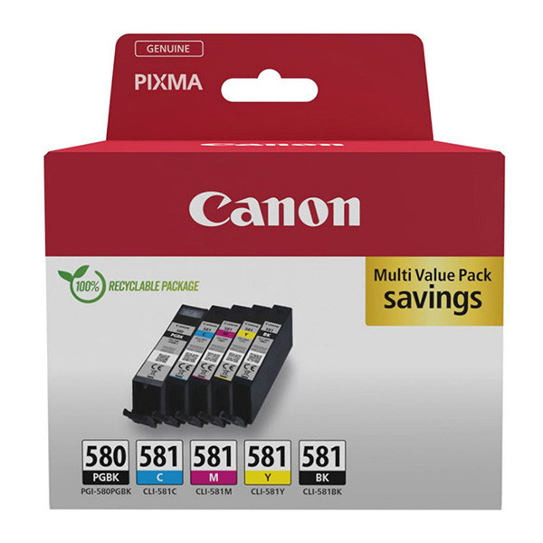 Canon 2078C008 blækpatron 5 stk Original Sort, Blå, Magenta, Gul