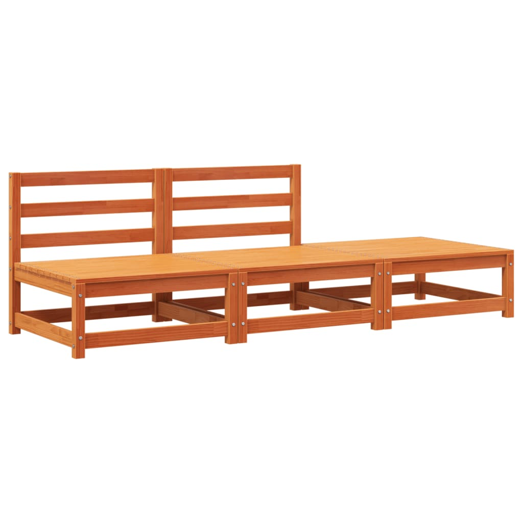 viaszbarna tömör fenyő karfa nélküli kerti kanapé lábzsámollyal (837967)