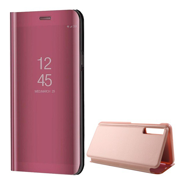 Tok álló (aktív FLIP, oldalra nyíló, asztali tartó funkció, tükrös felület, Mirror View Case) ROZÉARANY [Samsung Galaxy A7 (2018) SM-A750F] (5996457824557)