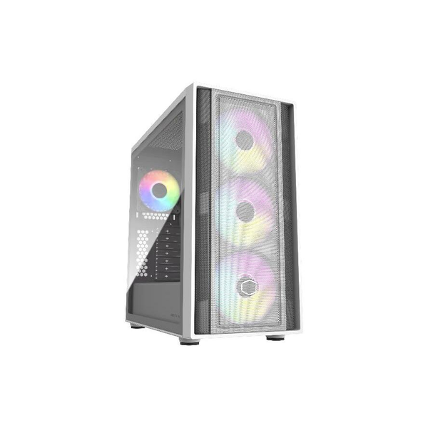 COOLER MASTER Ház ATX MasterBox 600, 4db ARGB Ventilátor, Tápegység nélkül, Üvegfalú, fehér