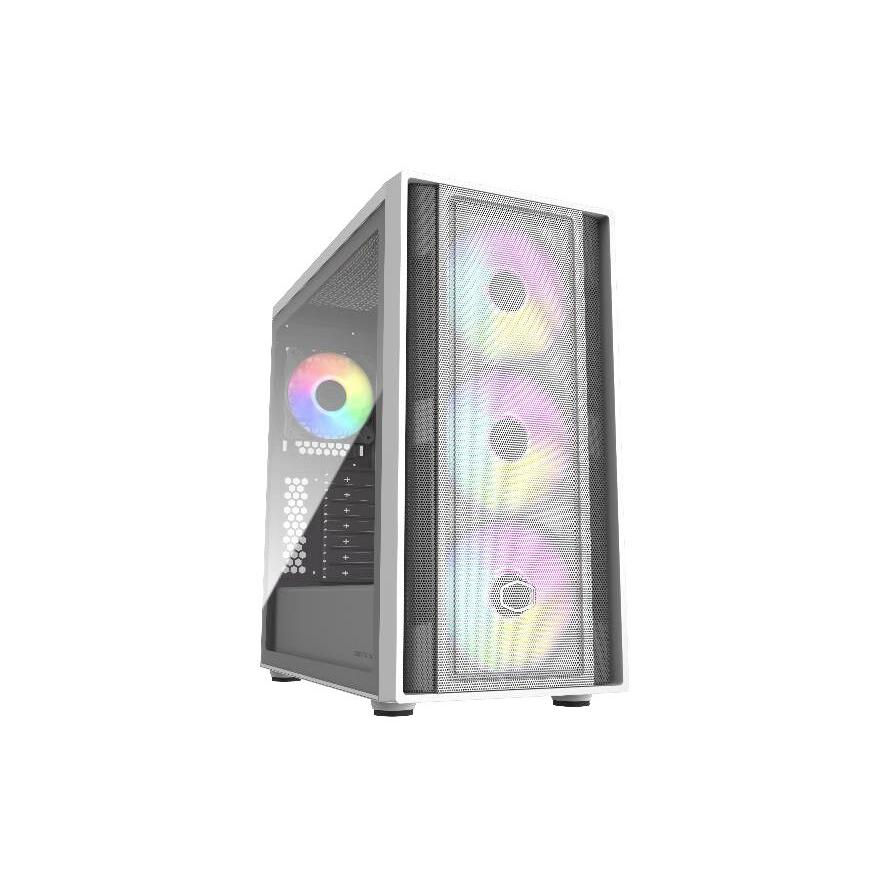 COOLER MASTER Ház ATX MasterBox 600, 4db ARGB Ventilátor, Tápegység nélkül, Üvegfalú, fehér (MB600-WGNN-S00)