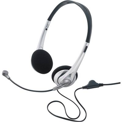 Renkforce  Számítógép On Ear headset Vezetékes Stereo Fekete, Ezüst Hangerő szabályozás (RF-5045268)