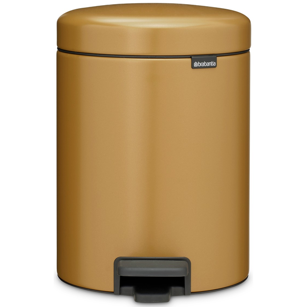 Brabantia NewIcon pedálos hulladékgyűjtő szagmentesen záródó Soft-Close fedél, műanyag tartály, 5L - W méret, acél, meleg tónusú arany - 255120