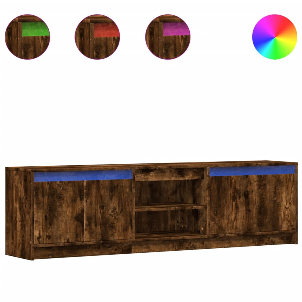 füstös tölgy színű szerelt fa LED-es TV-szekrény 180x34x50 cm (3307916)