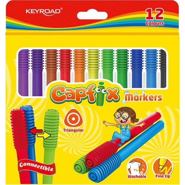 Keyroad Capfix Filctoll, Rostirón Készlet - Összekapcsolható Fejekkel, 12 db/ bliszter, Vegyes Színek