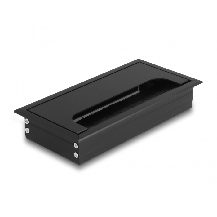 Delock Kábel tömítő/rendező asztalba szerelt változathoz kefével 160 x 80 x 28 mm méretű, fekete (66856) (66856)
