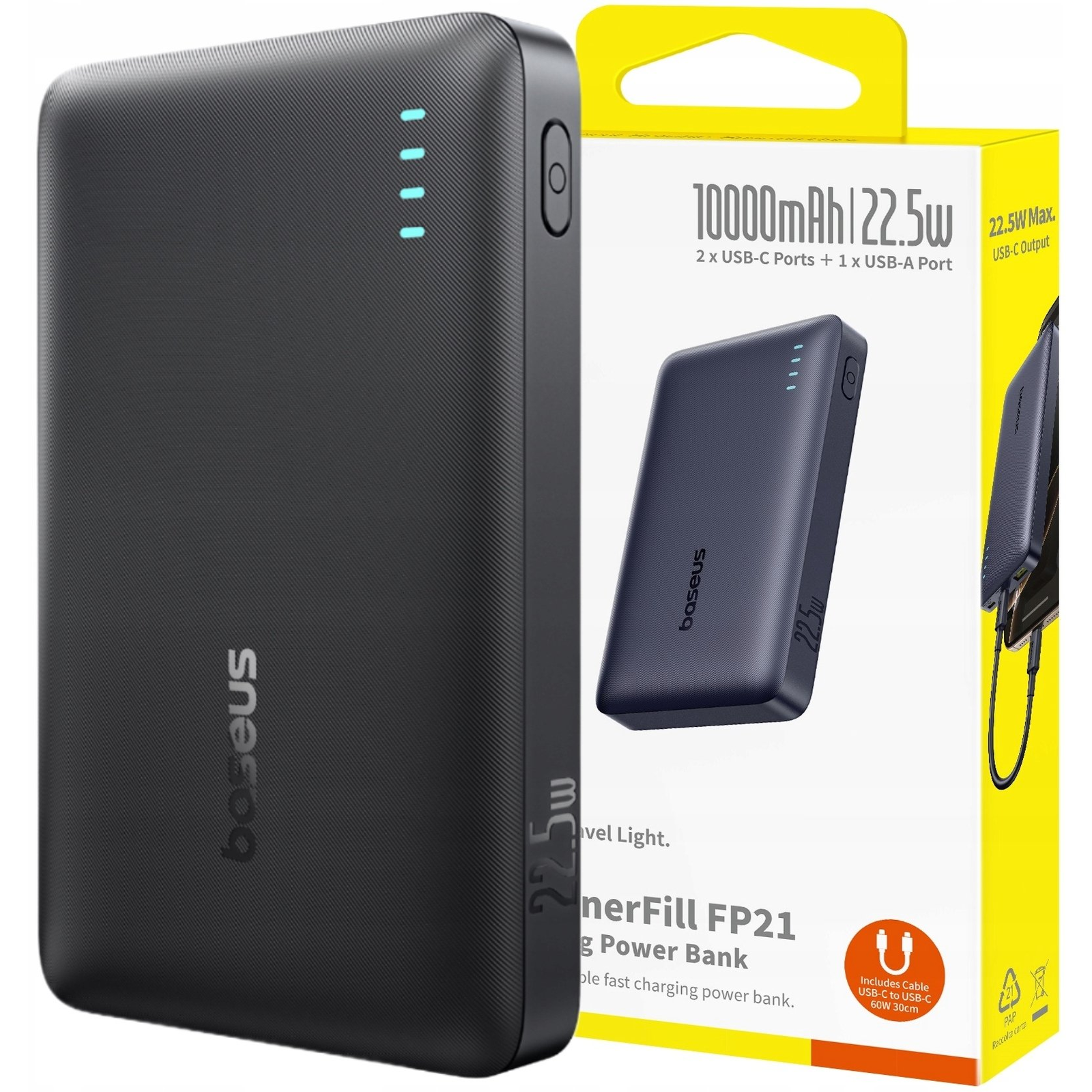 Външна батерия Baseus EnerFill FP21 10 000 mAh — P1008210D123-00, черна