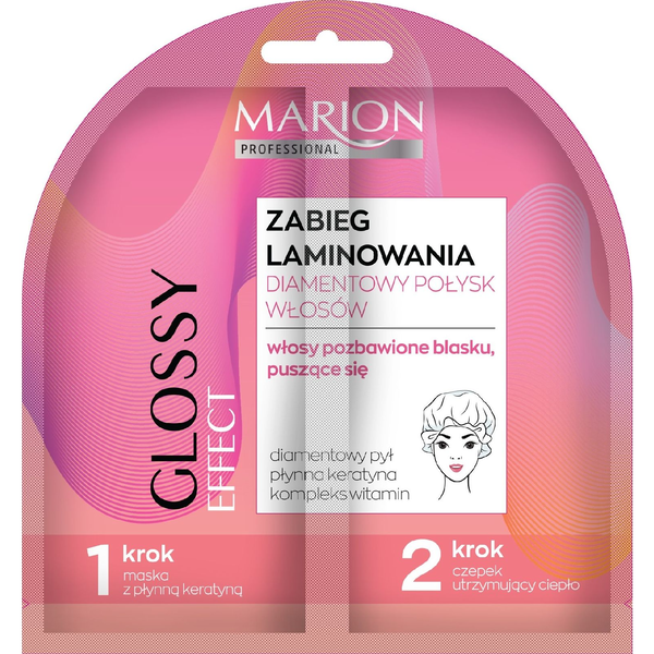  Marion Marion Zabieg laminowania Duo Diamentowy Połysk - do włosów pozbawionych blasku 20ml+czepek