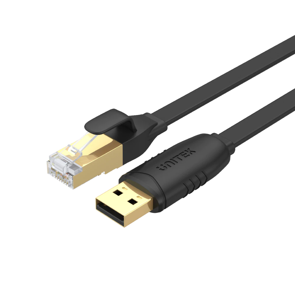 Unitek Y-SP02001B USB-A apa 2.0 - RJ45 apa Adatkábel - Fekete (1.8m) (Y-SP02001B)