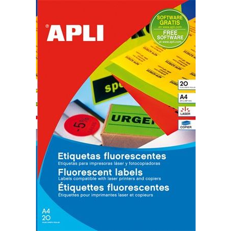APLI 64x33.9 mm etikett, kerekített sarkú, neon sárga 480 darab (LCA2870) (LCA2870)