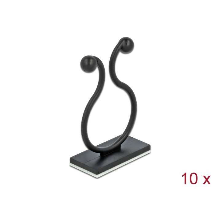 Delock kábel kötegelő öntapadó alappal 10db fekete (60176) (delock60176)