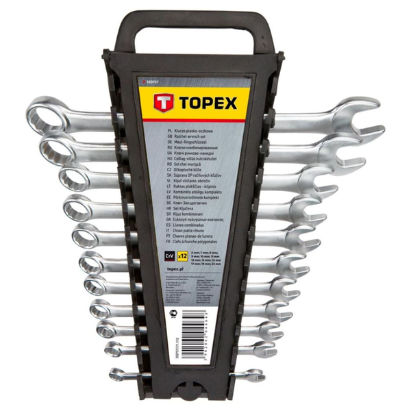 Гаечни ключове Topex 35D757, С фиксиран накрайник, 6-22мм, 12 броя