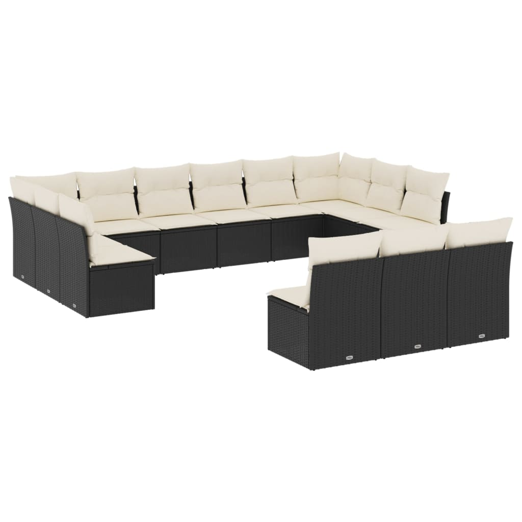 13 részes fekete polyrattan kerti ülőgarnitúra párnákkal (3218386)