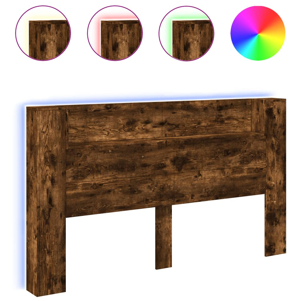 füstös tölgy színű áthidalószekrény LED-ekkel 180x16,5x103,5 cm (839263)
