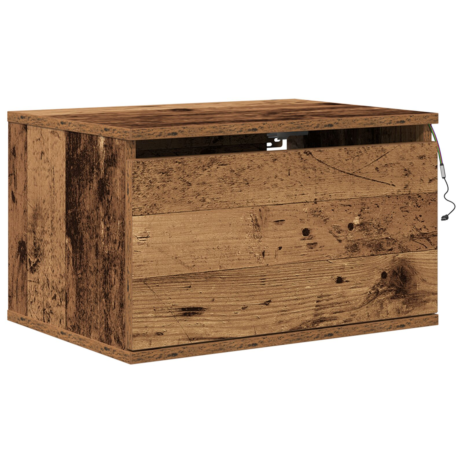 Éjjeli asztal LED világítással, régi fa 50x36x30 cm (863078)