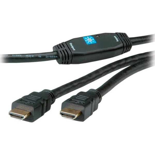HDMI кабел, Roline, 30 м, Full HD 3D, 1080p, 15x23x75 mm, черен