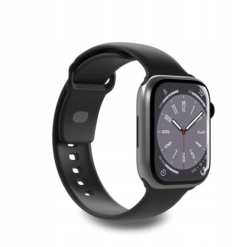 Puro Apple Watch 42/44/45/49mm Szilikon szíj - Fekete (PUICNAW44BLK)